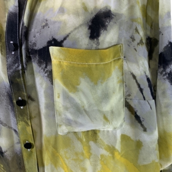 Torrid Chiffon Collared Button-Front Tunic Blouse Yellow‎ Black White Size 3X - Picture 8 of 15